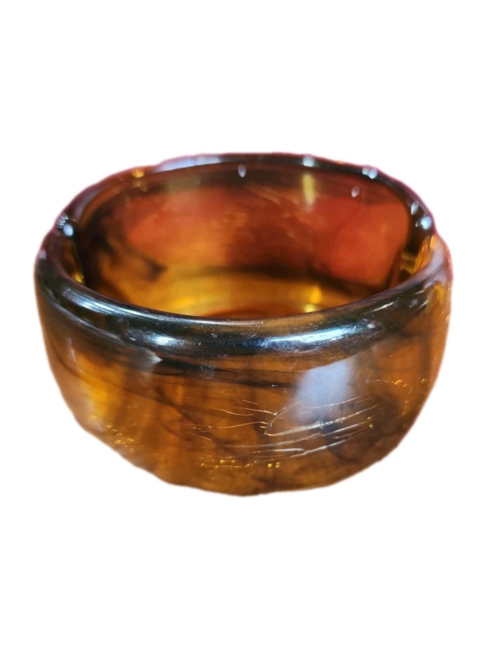 Large Amber Tortoise Clamper Bangle Bracelet Cuff Boho 1960s